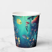 かわいい人魚の子供の誕生日パーティーの招待 紙コップ (裏面)