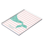 かわいい人魚の尾 ストライプ オーダーメイド ノートブック (左側)
