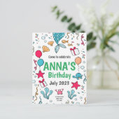 かわいい人魚の尾, 人魚の誕生日招待状 ポストカード (スタンド正面)