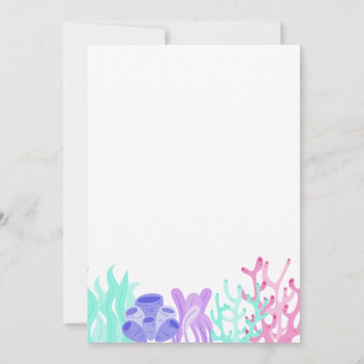 かわいい人魚の尾、写真と人魚の誕生日 招待状 (裏面)