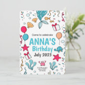 かわいい人魚の尾、海の下の誕生日 招待状 (スタンド正面)