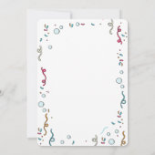 かわいい人魚の尾、海の下の誕生日 招待状 (裏面)