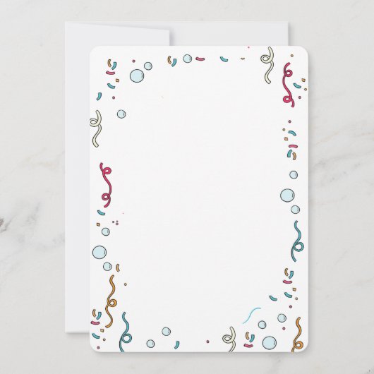 かわいい人魚の尾、海の下の誕生日 招待状 (裏面)