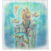 かわいい人魚の母と娘芸術 シャワーカーテン (正面)