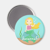 かわいい人魚の海から女の子のために マグネット (正面/裏面)