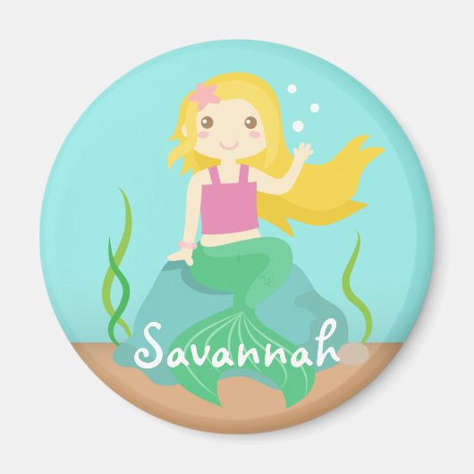 かわいい人魚の海から女の子のために マグネット (正面)