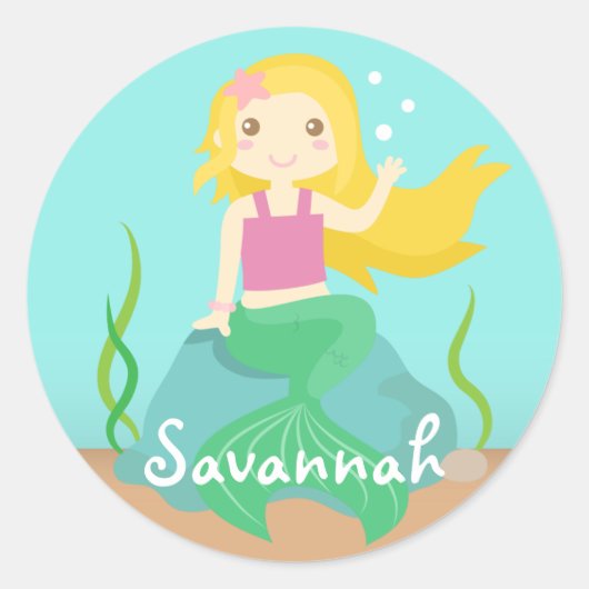 かわいい人魚の海から女の子のために ラウンドシール (正面)