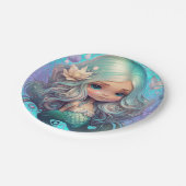 かわいい人魚の海の青はかりで測紫 ペーパープレート (アングル)