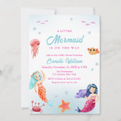 かわいい人魚の海サンゴ赤ちゃんシャワー 招待状 (正面)