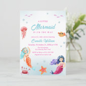 かわいい人魚の海サンゴ赤ちゃんシャワー 招待状 (スタンド正面)