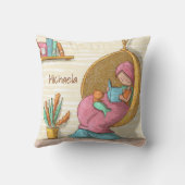 かわいい人魚の猫との読書コーナー クッション (裏面)