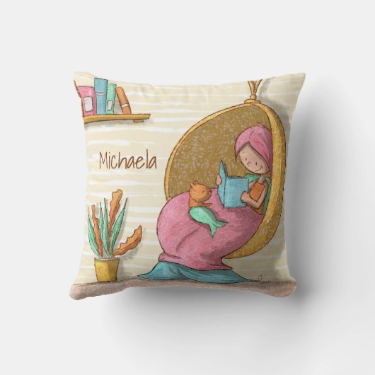 かわいい人魚の猫読ヌーク クッション (裏面)