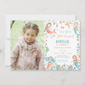 かわいい人魚の誕生日が海の写真に 招待状 (正面)