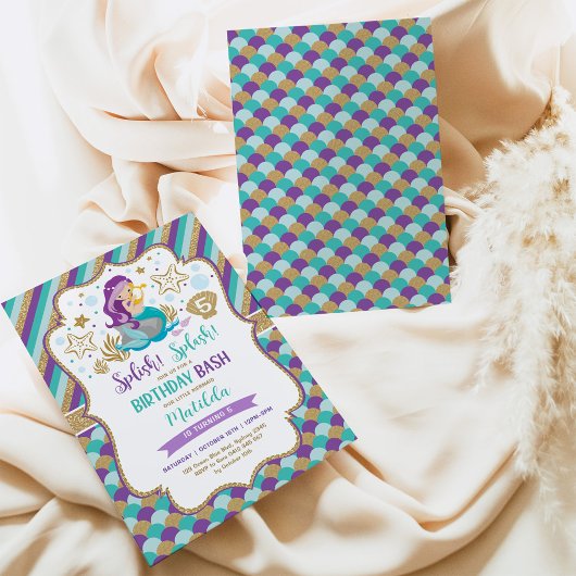 かわいい人魚の誕生日バッシュザシー 招待状