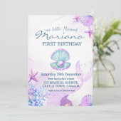 かわいい人魚の誕生日パーティーガール 招待状 (スタンド正面)