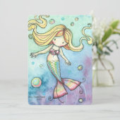 かわいい人魚の誕生日パーティー招待状for Girls 招待状 (スタンド正面)