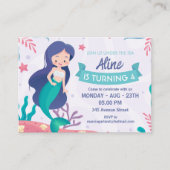 かわいい人魚の誕生日パーティー エンクロージャーカード (正面)