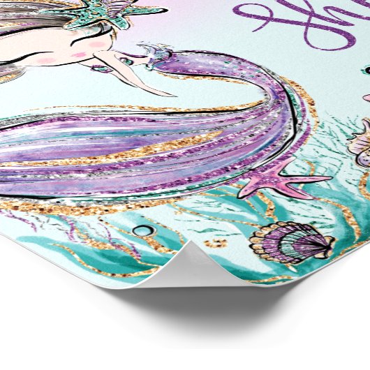 かわいい人魚の誕生日ベイビーシャワー シェルフィーを撮って ポスター (角)