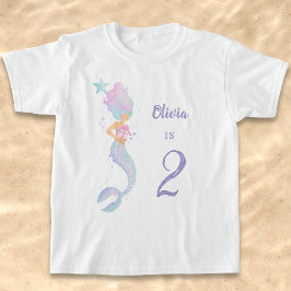 かわいい人魚の誕生日女の子シャツ 年齢2歳 Tシャツ
