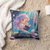 かわいい人魚の読み取りスクエアクッション クッション (ブランケット)