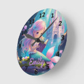かわいい人魚の読書壁掛け時計 ラウンド壁時計 (傾斜)