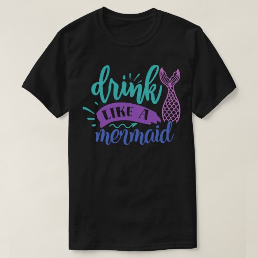 かわいい人魚の贈り物が人魚のように飲む Tシャツ (デザイン正面)