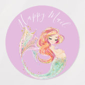 かわいい人魚の赤ちゃんシャワーピンクのラベル ラベル (デザイン1)