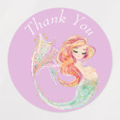 かわいい人魚の赤ちゃんシャワーピンクの母ラベル ラベル (デザイン1)