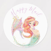 かわいい人魚の赤ちゃんシャワー白いラベル ラベル (デザイン1)