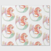 かわいい人魚の赤ちゃんシャワー白ラッピング紙 ラッピングペーパー (フラット)