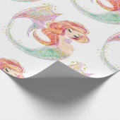 かわいい人魚の赤ちゃんシャワー白ラッピング紙 ラッピングペーパー (角)