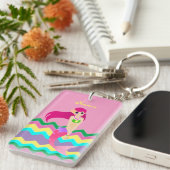 かわいい人魚の長方形(独身の味方される) Keychain キーホルダー (正面右)