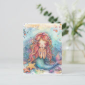 かわいい人魚はがき ポストカード (スタンド正面)