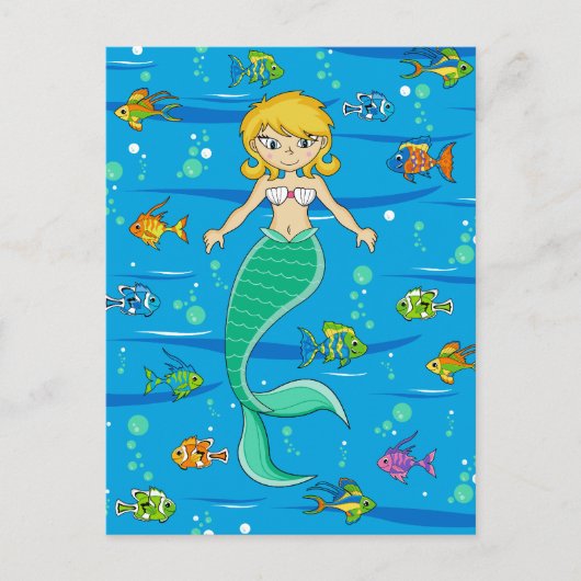 かわいい人魚はがき ポストカード (正面)