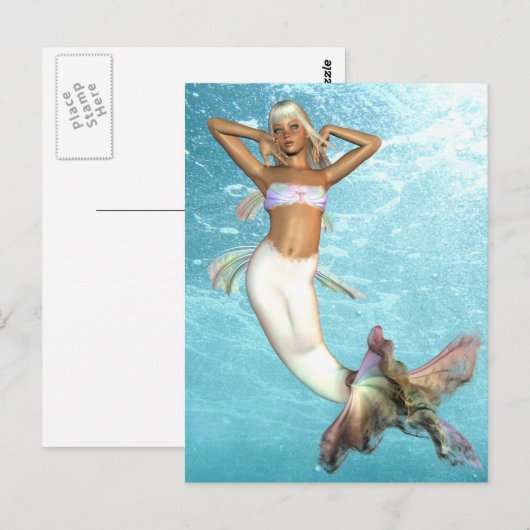 かわいい人魚はがき ポストカード (正面/裏面)