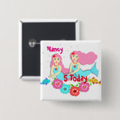 かわいい人魚をテーマにしたパーソナライズされた人魚 缶バッジ (正面&裏面)