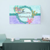 かわいい人魚ウェルカム人魚の誕生日パーティー 横断幕 (トレードショー)