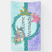 かわいい人魚ウェルカム人魚の誕生日パーティー 横断幕 (縦)