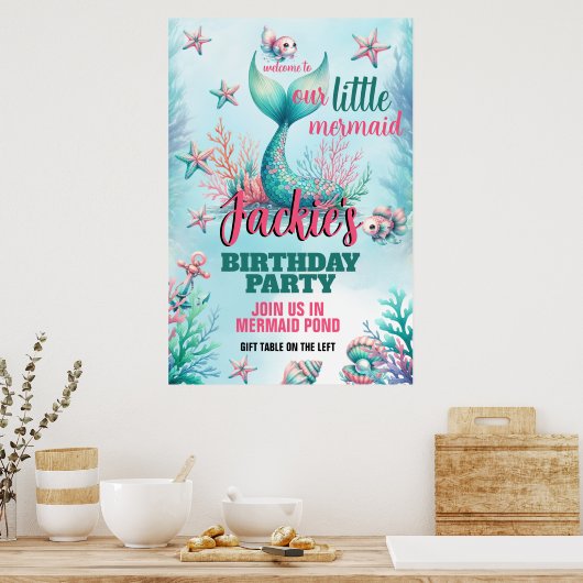 かわいい人魚カラフルのポスター ポスター (キッチン)