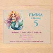 かわいい人魚ガールバースデーパーティー アクリル招待状 (正面)