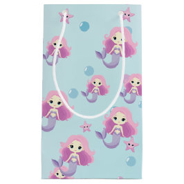かわいい人魚ガールバースデーパーティー スモールペーパーバッグ
