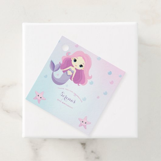 かわいい人魚ガールバースデーパーティー フェイバータグ (インサイチュ)