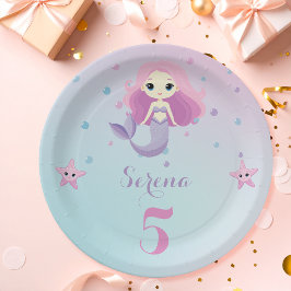 かわいい人魚ガールバースデーパーティー ペーパープレート