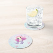 かわいい人魚ガールバースデーパーティー ラウンドペーパーコースター (インサイチュ)