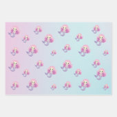 かわいい人魚ガールバースデーパーティー ラッピングペーパーシート (正面3)