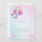 かわいい人魚ガールバースデーパーティー 招待状 (正面)