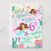 かわいい人魚ガールバースデーパーティー 招待状 (正面)