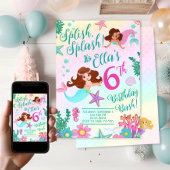 かわいい人魚ガールバースデーパーティー 招待状