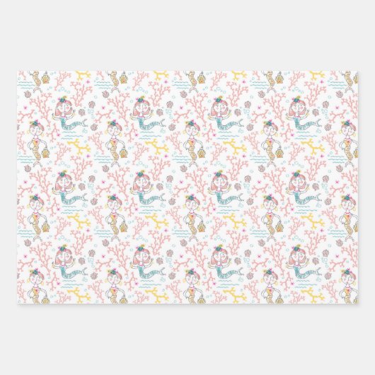 かわいい人魚クラフトデカップスクラップブックとギフト ラッピングペーパーシート (正面2)