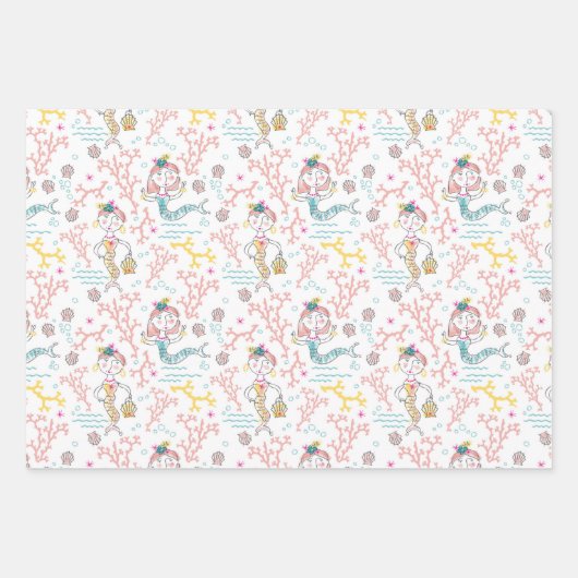 かわいい人魚クラフトデカップスクラップブックとギフト ラッピングペーパーシート (正面)